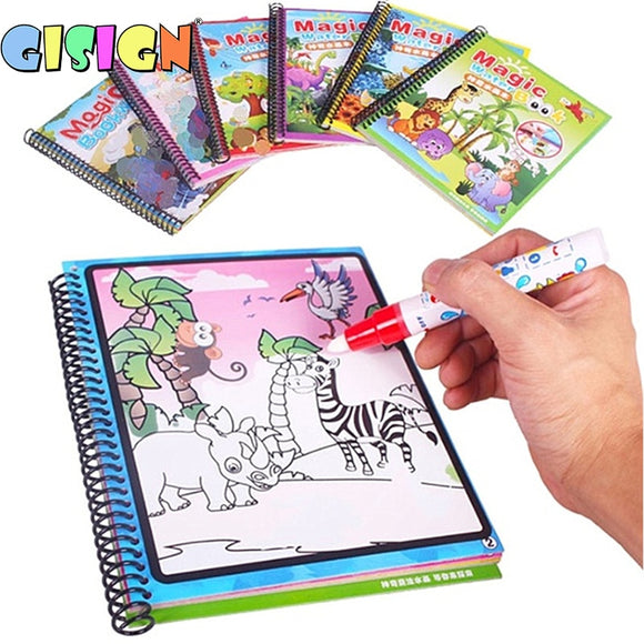 1PCS Magic Water Drawing Book Montessori Coloring Book Doodle & Magic Pen Painting Drawing Board For Kids Toys  Birthday Gift