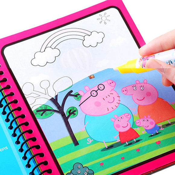Peppa pig Magic Drawing Toy set Water Coloring Book Girl toys Drawing Board Reusable Magical Water Montessori Book Gift for Kid