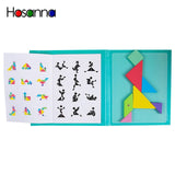 Magnetic Tangram Puzzle Book Portable Preschool Baby Kids Toys Intelligence Jigsaw Puzzle Wooden Educational Toys for Children