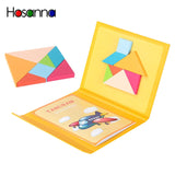 Magnetic Tangram Puzzle Book Portable Preschool Baby Kids Toys Intelligence Jigsaw Puzzle Wooden Educational Toys for Children