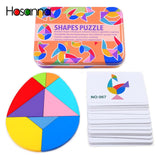 Magnetic Tangram Puzzle Book Portable Preschool Baby Kids Toys Intelligence Jigsaw Puzzle Wooden Educational Toys for Children