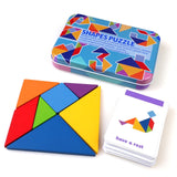 Magnetic Tangram Puzzle Book Portable Preschool Baby Kids Toys Intelligence Jigsaw Puzzle Wooden Educational Toys for Children