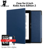 For Kobo Aura Edition 2 6 inch eReader Ebook PU Leather Smart Cover Protective Stand Folio Case for Kobo Aura Edition 2 N236