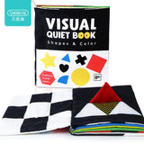 Beiens Baby Book Visual Quiet Book Kids Educational Toys Infant Montessori 3D Cloth Books Mirror Black and White High Contrast